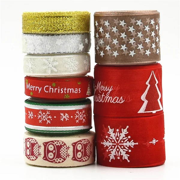 Quality Maxbell 9 Pieces 2 Yard Assorted Christmas Grosgrain Ribbon for Xmas Party Gift Wrapping Contemporary