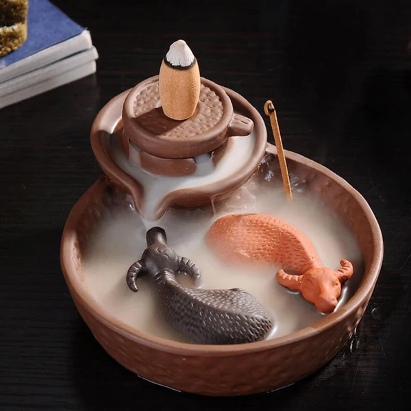 Powerful Maxbell Set of Incense Burner Smoke Backflow Censer Handcraft 70pcs Lavender Incense Cones Elegant