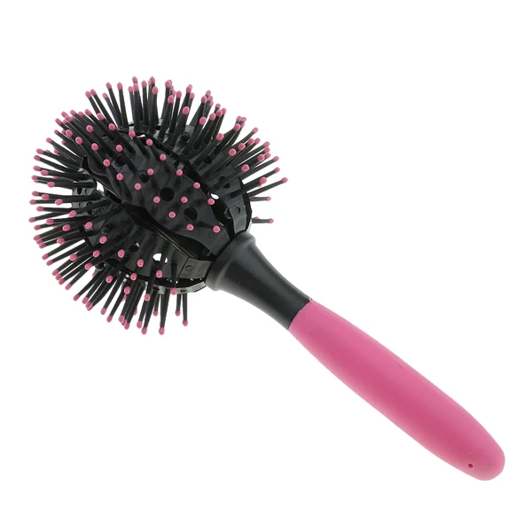Powerful Maxbell 3D Women Professional Hair Brush Round Comb Salon Home Use Wavy Curling Hair Drying Detangling Heat Resistant Hair Care Pink Elite
