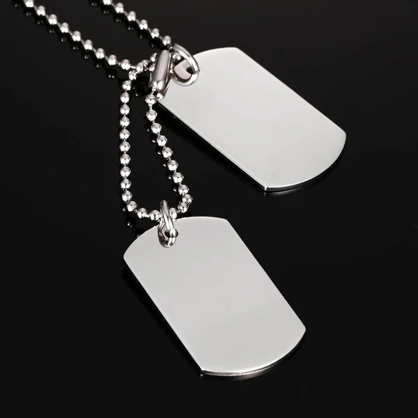 Flexible Maxbell Plain Silver Tone Stainless Steel Double Dog Tag Beads Chain Necklace Pendant Women Men Fashion Jewelry Professional