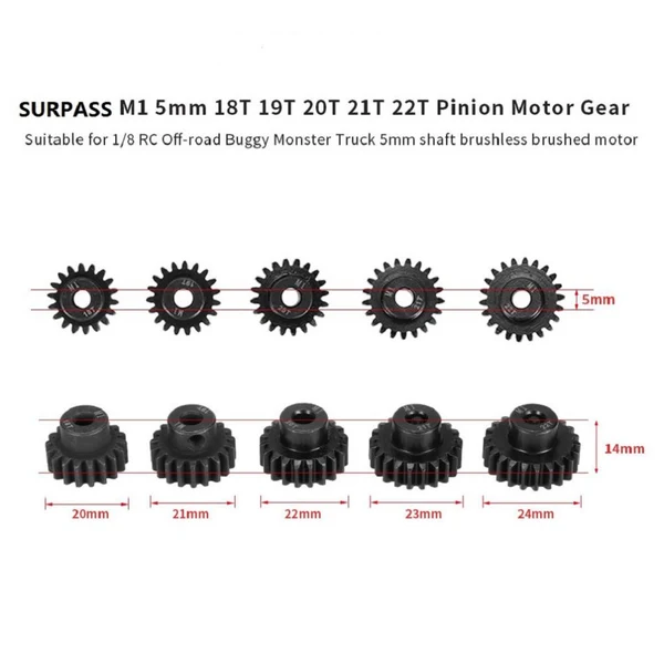 Advanced Maxbell M1 5mm 18T 19T 20T 21T 22T Pinion Motor Gear Combo Set for 1 8 RC Car Truck Soft