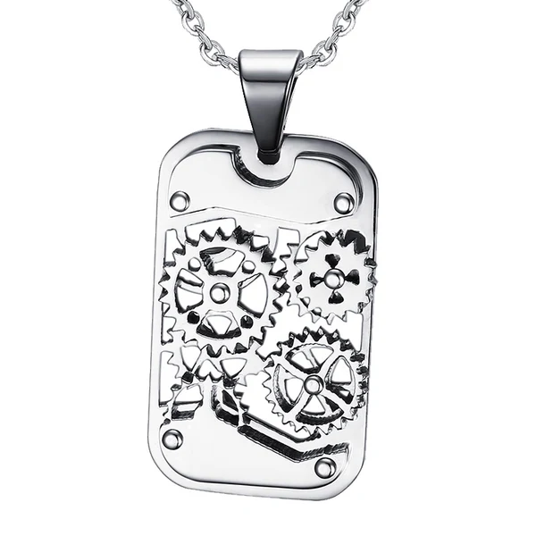 Genuine Maxbell Biker Punk Stainless Steel Mens Chain Necklace Gear Dog Tag Mechanical Jewelry Necklace Practical