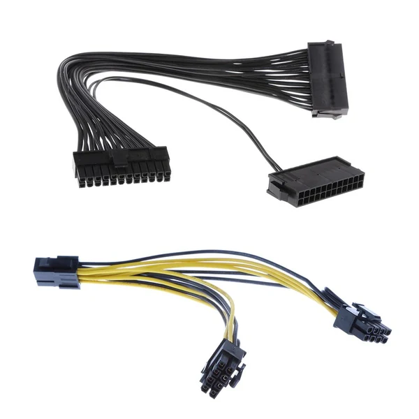 Smooth Maxbell Maxbell 24Pin Male to Female Dual PSU ATX Mining Cable 6pin to 2x PCIE 8pin CPU Cord Minimalist