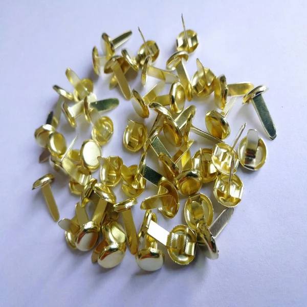 Exclusive Maxbell 200 Pieces Gold Plated Metal Brad Paper Fastener for Scrapbooking Craft 13x8mm