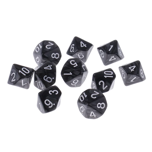 Green Maxbell 10 Pieces Plastic Multi-sided Dice D10for Party Bar Game Props 0.62'' Black Exclusive