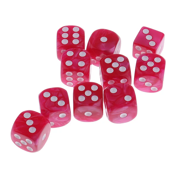 Modern Maxbell 10pcs Pack Plastic Six Sided Dice D6 for Party Bar Game Accessory Rose Red First-Class