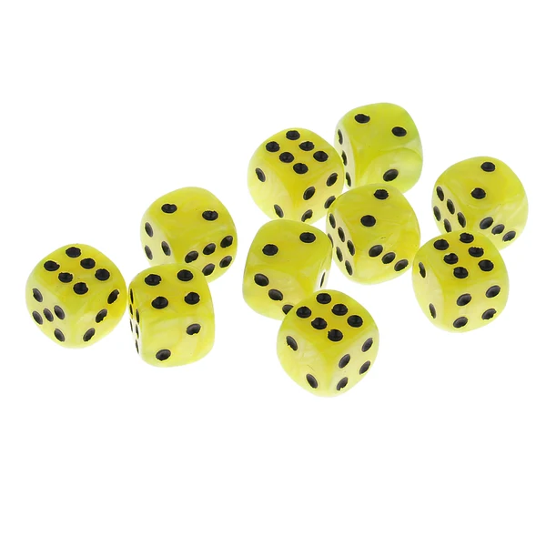Luxury Maxbell 10pcs Pack Plastic Six Sided Dice D6 for Party Bar Game Accessory Yellow Crafted
