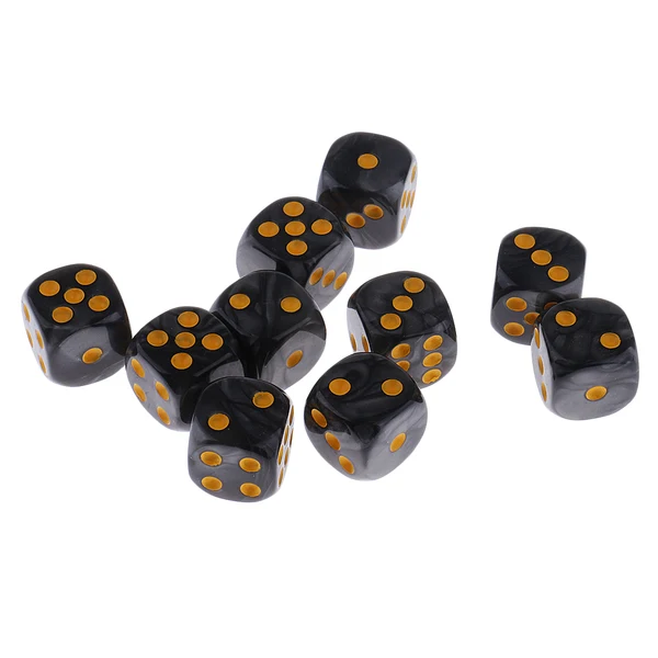 Flexible Maxbell 10pcs Pack Plastic Six Sided Dice D6 for Party Bar Game Accessory Black Refined