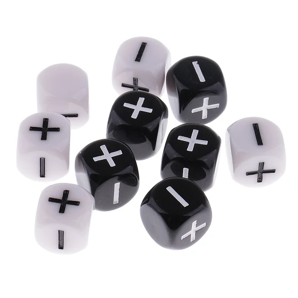 Comfortable Maxbell 10 Pieces Plastic 6-sided Dice Minus Plus D6 for Party Bar Card Casino Game Props 0.62inch Exceptional