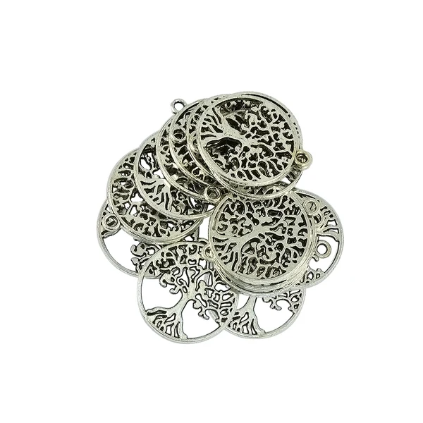High-Grade Maxbell 20 Pieces Lot Antique Silver Filigree Hollow Leaf Tree Of Life DIY Charms Beads Family Friends Xmas Crafts Gift Smart