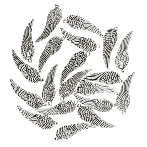 High-Quality Maxbell 20 Pieces Tibetan Silver Angel Wing Charm Pendant Jewelry Making Accessories Durable