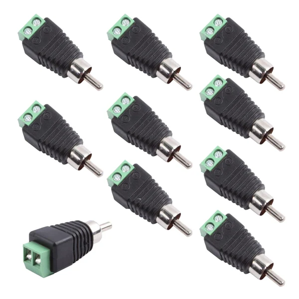 Efficient Maxbell 10-Pack Phono RCA Male Plug to AV Screw Terminal Audio Video Connector Adapter Organic