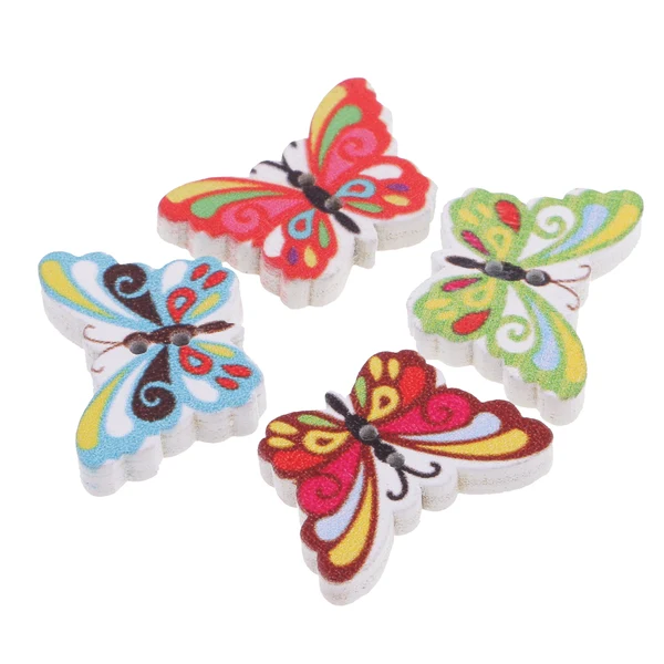 Powerful Maxbell Pack of 100 Beautiful Butterfly Buttons Wooden Embellishment Craft Sewing Scrapbooking 2 Holes Flatback Nursery DIY Accessories Reliable