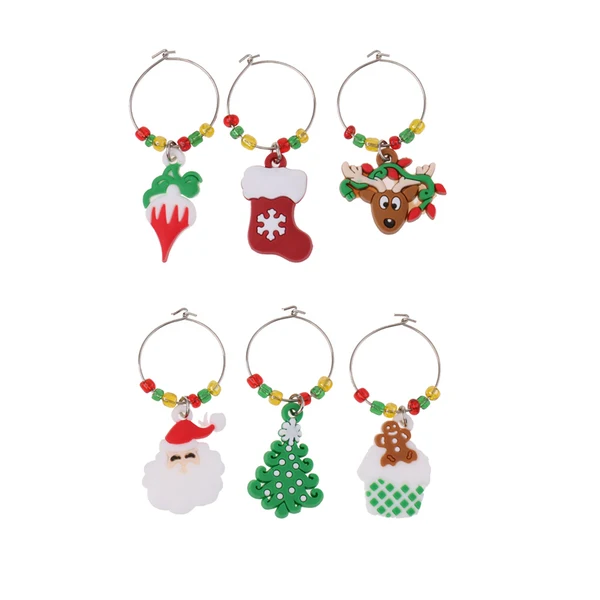 Healthy Maxbell 6pcs Set Wine Glass Charms Drink Markers Christmas Party Table Decoration Solid