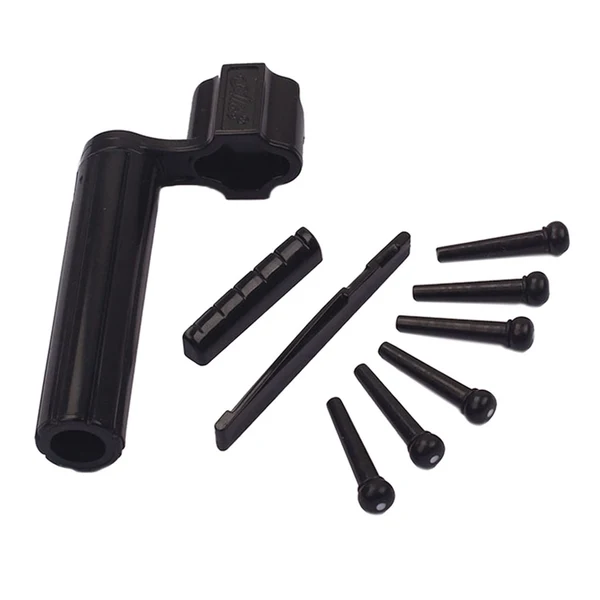 Lightweight Maxbell Acoustic Guitar Parts Bridge Pin Peg w Puller Saddle Nut Black Elite