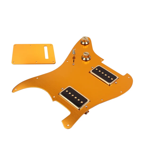 Functional Maxbell 1 Set Gold Electric Guitar Pick Guard HH08 with Single Coil Alnico V Pickup P09 for ST Guitar Recyclable