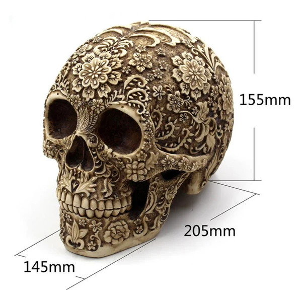 Casual Maxbell Human Skull Life Size Resin Crafts Modern Home Decorative Table Deak Statue Halloween Decor Traditional