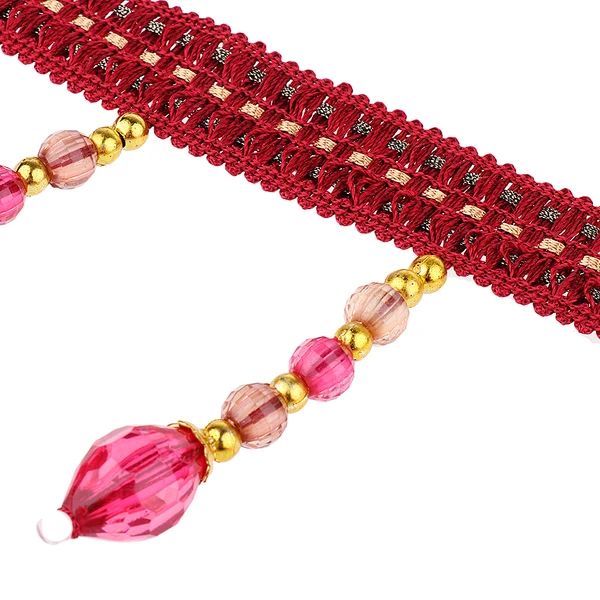 Verified Maxbell Beaded Fringe Trim with Teardrop Dangling Braid Lace Edging Home DIY Craft 13y Red Functional
