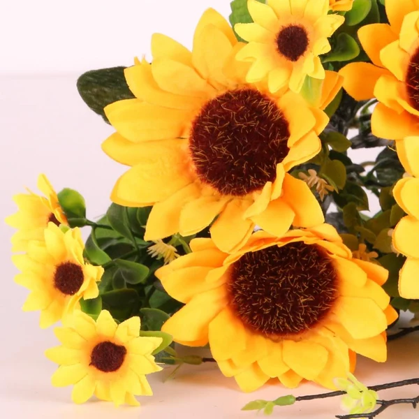 Responsible Maxbell Artificial Sunflower Bouquet Helianthus Annuus for Home Hotel Decor - Yellow Certified
