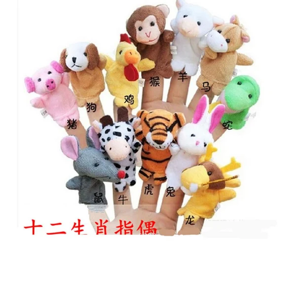 Effective Maxbell 12Pcs Chinese Zodiac Finger Puppets Doll Baby Story Telling Props Educational Teaching Aids Cartoon Animal Toy Long-Lasting