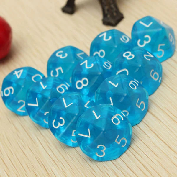 Verified Maxbell D10 Blue Ten Sided Gem Dice for RPG Dungeons Dragons Games Set of 10 Dice Contemporary