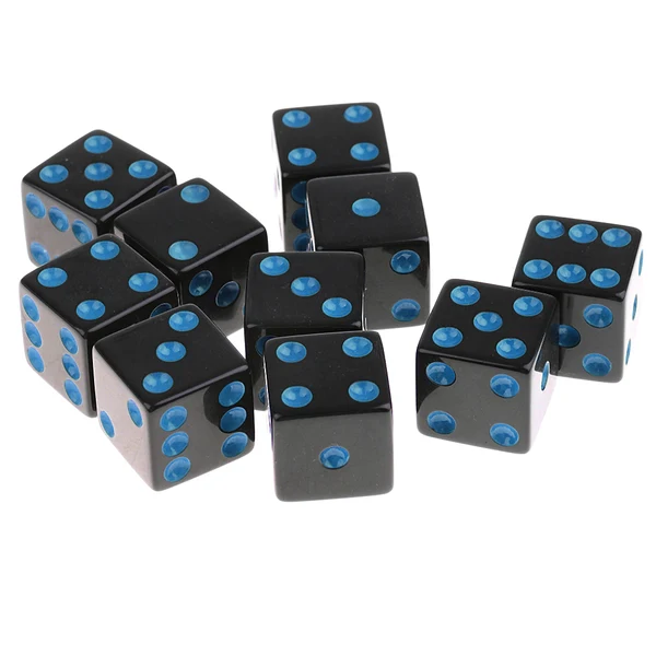 Premium Maxbell 10Pcs Dice Round Corner Die 16mm Blue Dotted for Traditional Board Games Toy Premium Material