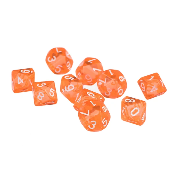 Green Maxbell D10 Ten Sided Gem Dice for RPG Dungeons Dragons Games Set of 10 Dice Orange Classic