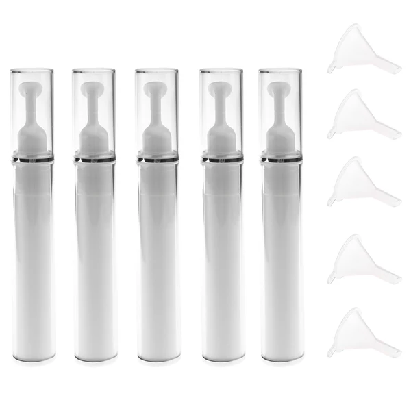 Organic Maxbell Lot 5pcs 15ml 0.5oz Travel Refillable Airless Empty Perfume Eye Cream Spray Bottles Cosmetic Lotion Dispensing Vials Plastic White 5 Funnels Excellent