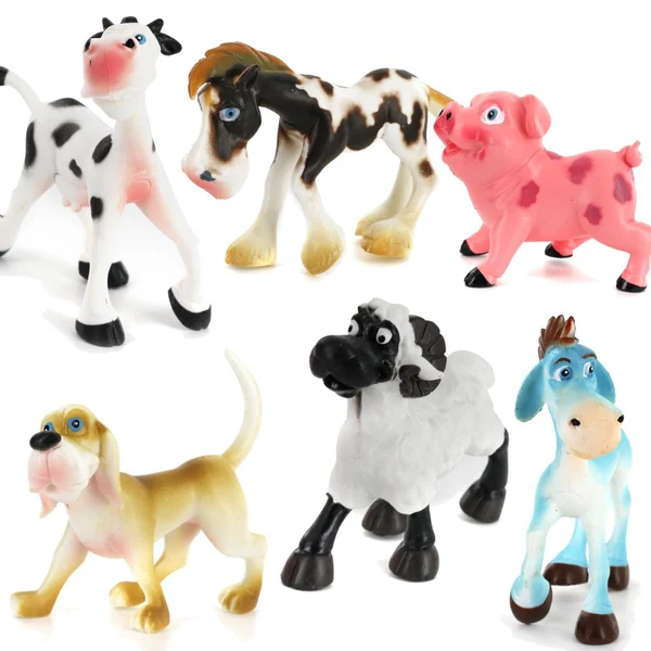 Fashionable 6pc Plastic Action Figure Farm Animals Kids Toys Pig Dog Cow Sheep Horse Reliable