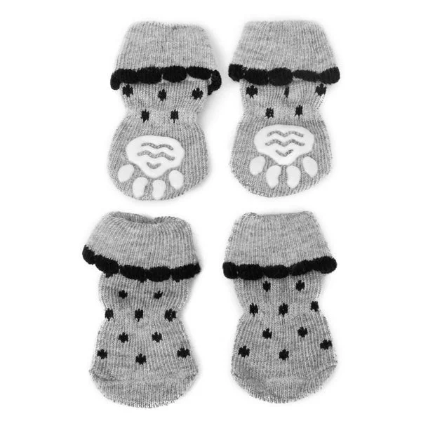 Crafted Maxbell Maxbell Cute Soft Comfortable Warm Anti-Slip Black Dots Paw Prints Dog Socks Pet Supplies PACK OF 4PCS XL Enhanced