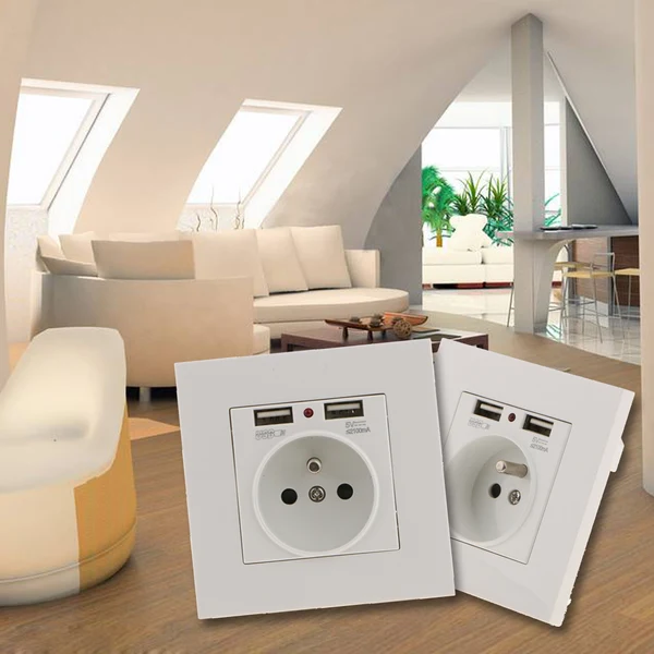 Specialty Maxbell 2 USB Port Receptacles with USB Port Standard Plug 86 Wall Outlet Socket Flame Retardant Responsible