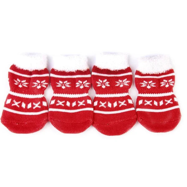 User-Friendly Maxbell Maxbell Skid Cute Paw Prints Warm Dog Socks Pet Supplies Red White S PACK OF 4PCS Versatile