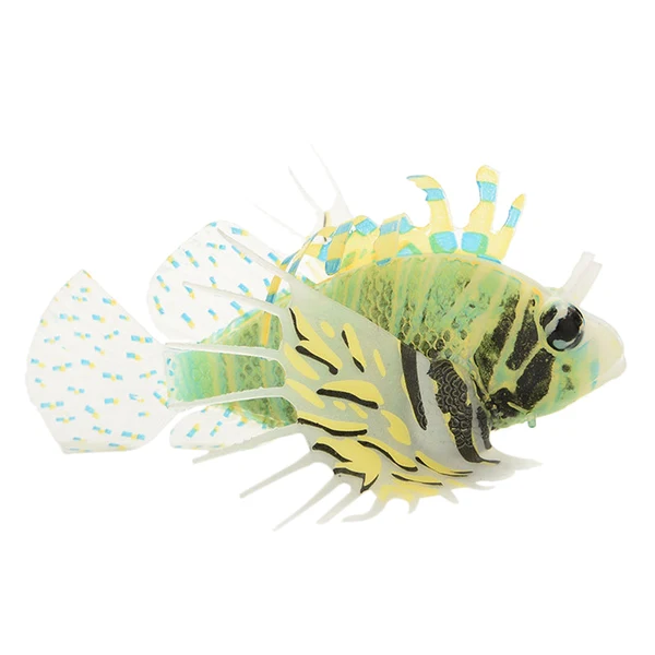 Fashionable Maxbell Maxbell Artificial Silicone Glow Lionfish Snailfish Fish Aquarium Fish Harmless Fish Tank Decoration Ornaments Pet Supplies Green L Minimalist