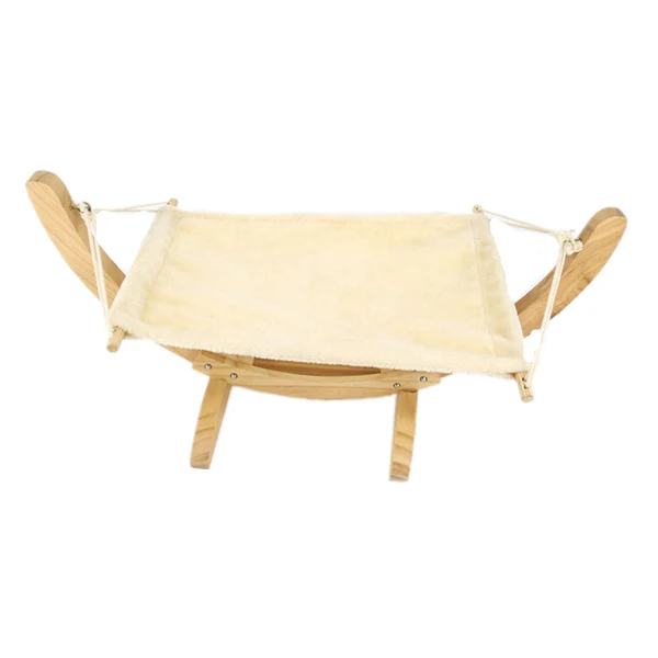 User-Friendly Maxbell Pet Cat Rat Hamster Ferret Hammock Small Animals Hanging Swing Bed Toy House Kitten Puppy-Wood Frame Comfy Plush Beige Elite