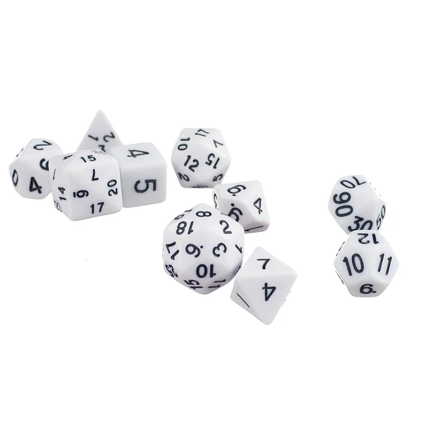 Luxury Maxbell 10pcs Set TRPG Games Dungeons Dragons D4-D30 Multi-Sided Dice White Functional