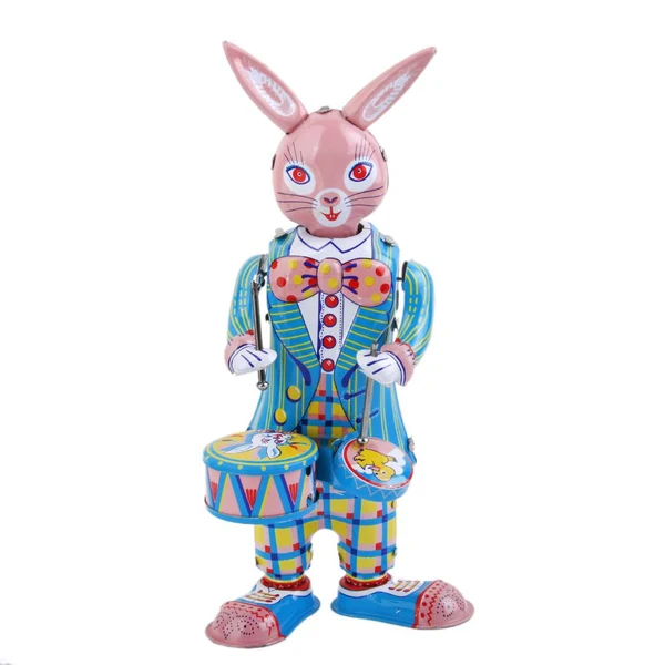 Long-Lasting Vintage Wind-up Rabbit Drummer Clockwork Metal Tin Toy Collectible Xmas Gift Elegant