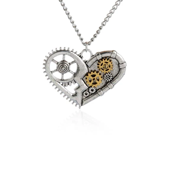 Fast Maxbell Fashion Silver Alloy Steampunk Pendant Necklace Carved Gears Heart Pattern Versatile