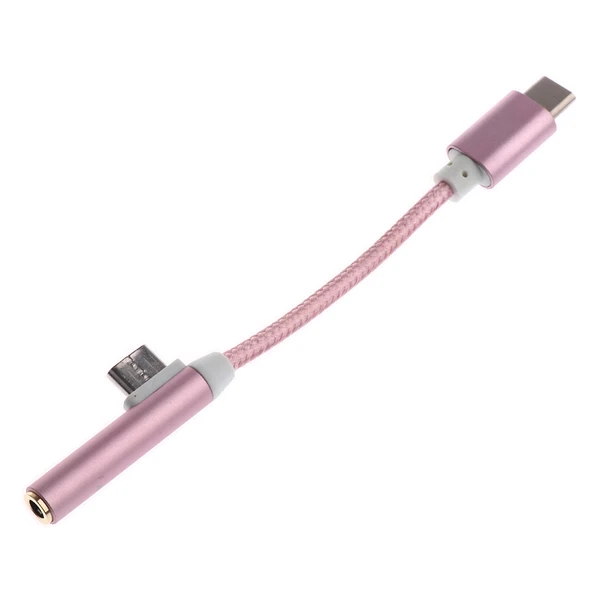 Enhanced Maxbell 2 in 1 Type C 3.1 Male to 3.5mm Female Stereo Audio Headphone Adapter and USB-C Male Charging Cable Connector for Motorola Moto Z LeEco Le 2 Max 2 and USB C Port Mobile Phone Rose Gold Recyclable