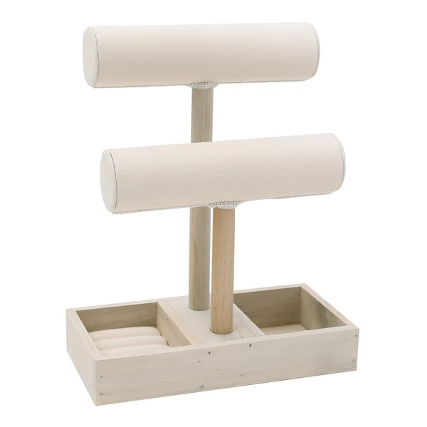 Convenient Maxbell Jewelry Stand Holder Wooden T Bar Bracelet Necklace Display Organizer Rack Solid