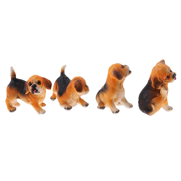 Premium Material Maxbell 4Pcs Decorative Resin Dog Models Figure Sculpture for Home Garden Ornaments Dependable