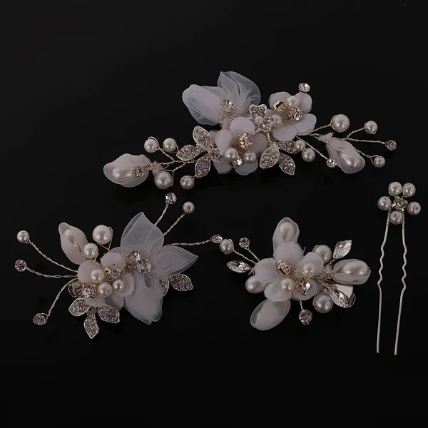 Outstanding Maxbell 4 Pieces Wedding Party Bridal Barrettes Rhinestone Pearl Tulle Flower Twisted Wire Hairpin Hair Clips Women Hair Accessories Casual