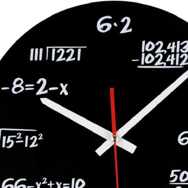Natural Maxbell Country Style 12-Inch Maths Equation Printed Quartz Battery Operated Wall Hanging Clock Round Easy to Read Home Office School Clock Clean