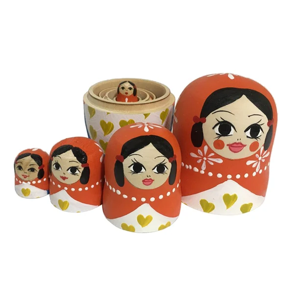 World-Class Maxbell 2 Sets Cute Girls Wooden Russian Nesting Dolls Babushka Matryoshka Toys Detailed