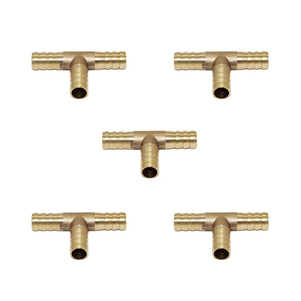Refined Maxbell 10pcs Brass Barb T Type Joiner Fuel Hose Joiner Tee Connector Air Water Gas Elegant