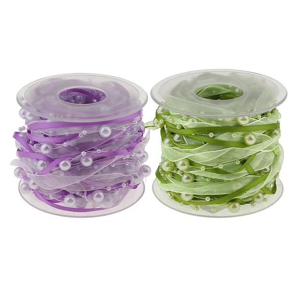 Selected Maxbell Maxbell 2 Rolls 10 Meters DIY Applique Sheer Mesh Beaded Lace Trim Ribbon Decor 20mm Official