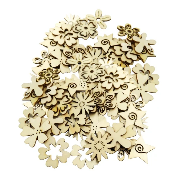 Trusted Maxbell Maxbell 100 Pieces Mixed Natural Cut Wood Flower Shapes Scrapbooking Embellishments Trendy