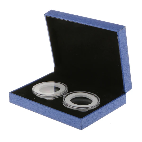 Powerful Maxbell 2x Fancy Coin Holder Display Commemorative Coins Blue Double and One Coin Eco-Friendly