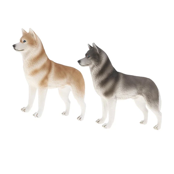 Specialty 2pcs Simulation Wild Animal Model Figure Toys Figurine Home Decor Husky Functional