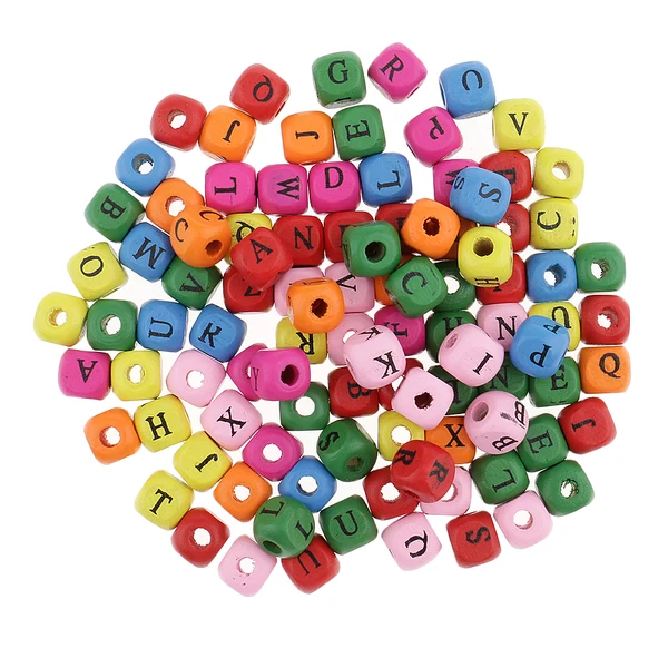 Superior Maxbell 200 Pieces Wooden Alphabet Letters Cube Beads Jewelry Making 10mm Multicolor Optimized