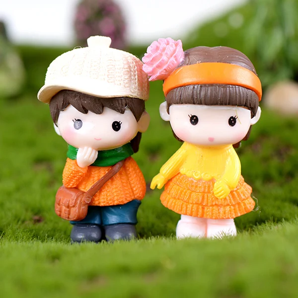 Luxury Maxbell 4pcs Miniature Couples Fairy Garden Micro Landscape Bonsai Pot Decor Lying Long-Lasting